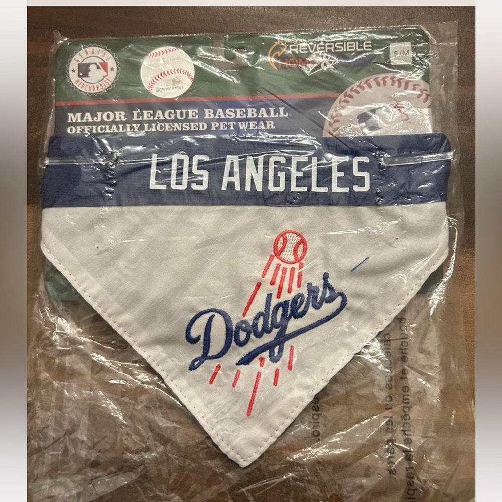 First Los Angeles Dodgers reversible pet bandana, officially licensed by MLB.